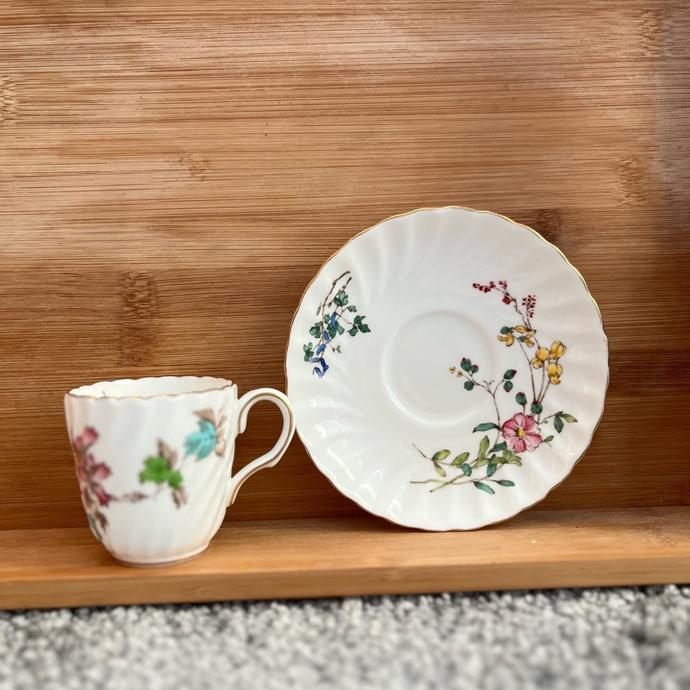 •Vintage Minton Dainty sprays bone china demitasse cup and saucer set•